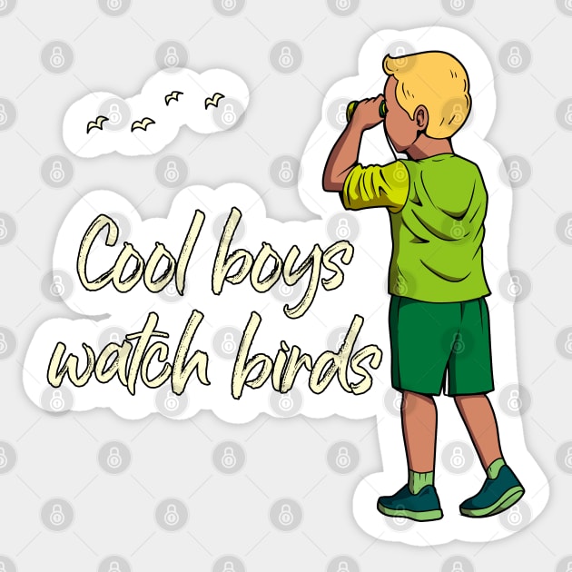 Cool boys watch birds - bird watching Sticker by Modern Medieval Design